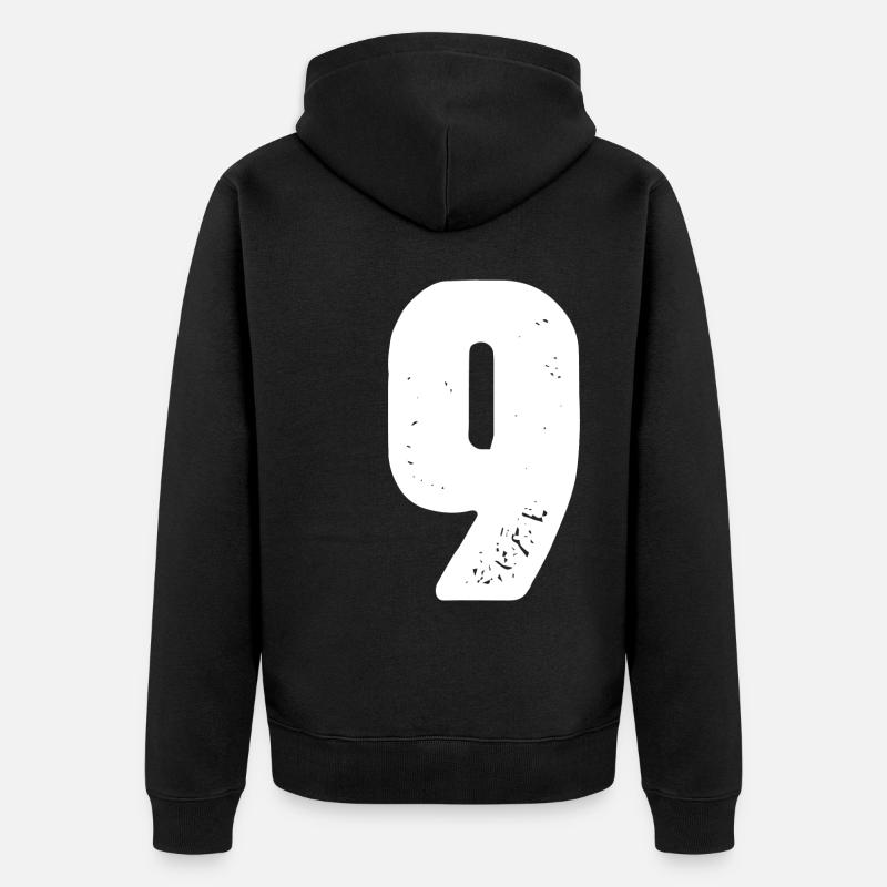 9 Maillot numéro - Veste à capuche bio Premium Unisexe - noir