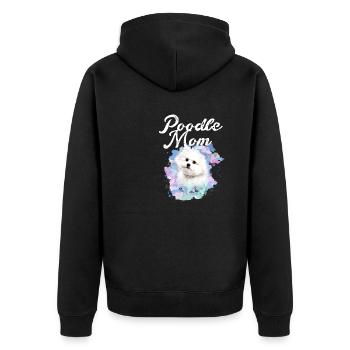 bichon frisé, malteser,hund, aquarell,poodle mom - Unisex Premium Bio Zip Hoodie - Schwarz - Hinten - Nico (187cm)