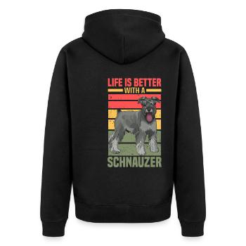 Schnauzer - Unisex Premium Bio Zip Hoodie - Schwarz - Hinten - Nico (187cm)