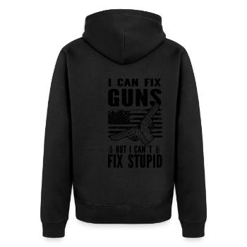 Waffenschmied | Schmieden Waffen Schmied Geschenke - Unisex Premium Bio Zip Hoodie - Schwarz - Hinten - Nico (187cm)