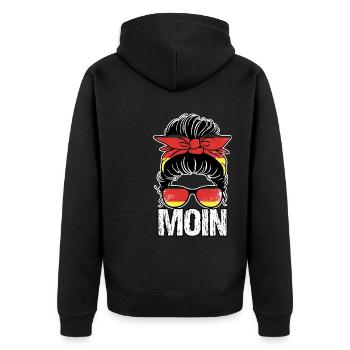 Fantastisches unordentliches Brötchen Deutsche - Unisex Premium Bio Zip Hoodie - Schwarz - Hinten - Nico (187cm)