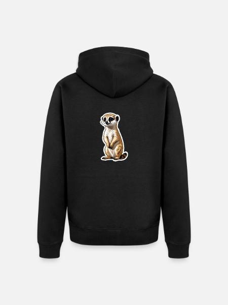 Suricate Illustration Mignonne - Veste à capuche bio Premium Unisexe - noir