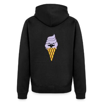 ice cream with moustache - Eis mit Bart - Unisex Premium Bio Zip Hoodie - Schwarz - Hinten - Nico (187cm)