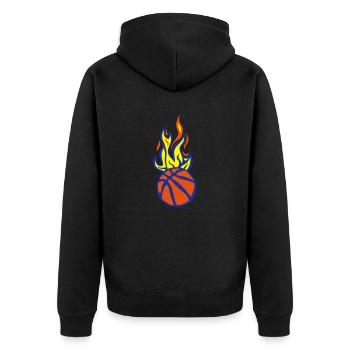 ballon basketball flamme flame - Veste à capuche bio Premium Unisexe - noir - Dos - Nico (187cm)
