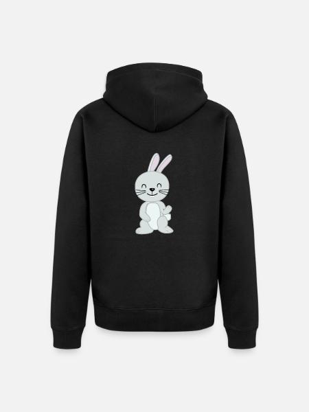 Clever cute rabbit - Unisex Premium Organic Zip Hoodie - black