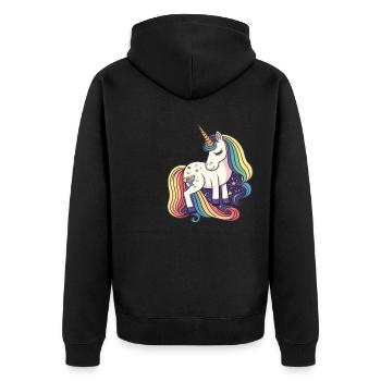 Magic Rainbow Unicorn for Back to School - Unisex Premium Organic Zip Hoodie - black - Back - Nico (187cm)