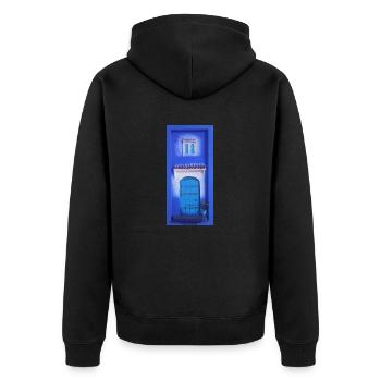 Chefchaoun the blue city 💙 - Unisex Premium Organic Zip Hoodie - black - Back - Nico (187cm)