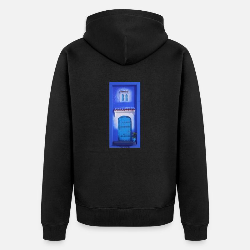 Chefchaoun the blue city 💙 - Veste à capuche bio Premium Unisexe - noir