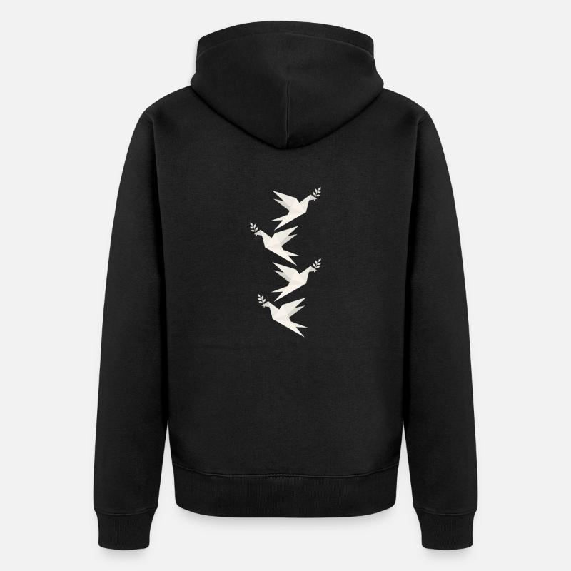 Papiertaube des Friedens - Unisex Premium Bio Zip Hoodie - Schwarz
