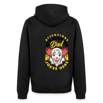 Attenzione Maître des blagues de papa - Veste à capuche bio Premium Unisexe - noir - Dos - Nico (187cm)