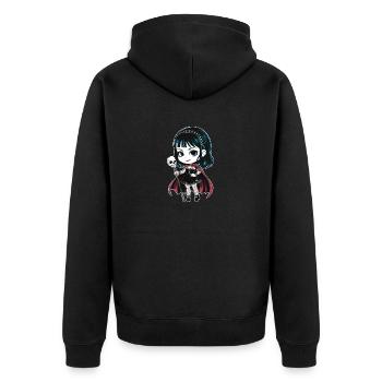 Chibi Goth Girl - Unisex Premium Organic Zip Hoodie - black - Back - Nico (187cm)