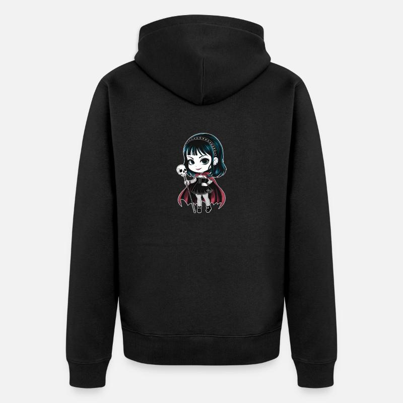 Chibi Gothic-Mädchen - Unisex Premium Bio Zip Hoodie - Schwarz