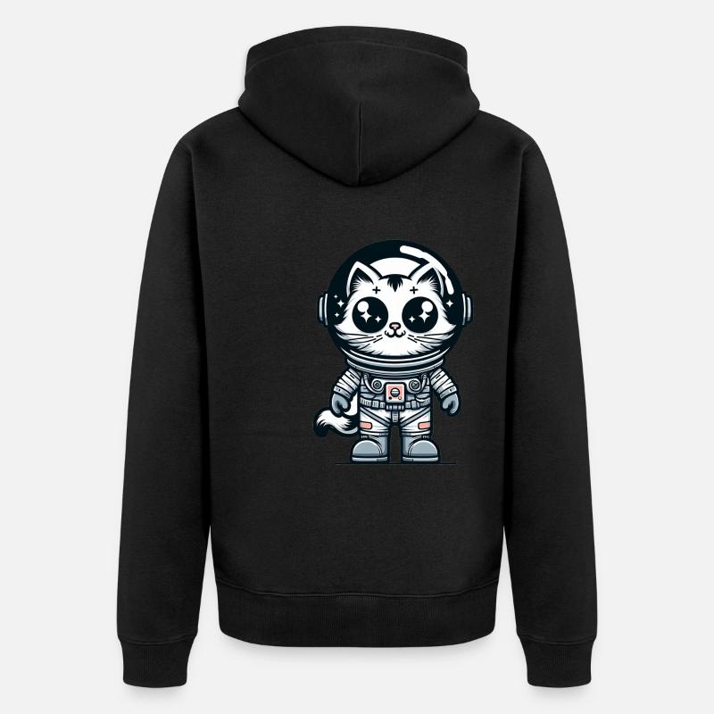 Chat Astronaute Mignon - Veste à capuche bio Premium Unisexe - noir