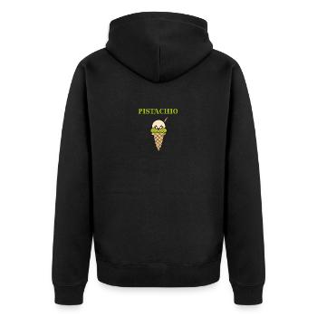 Pistachio Pistazie Eis Eiscreme Geschenkidee süß - Unisex Premium Bio Zip Hoodie - Schwarz - Hinten - Nico (187cm)