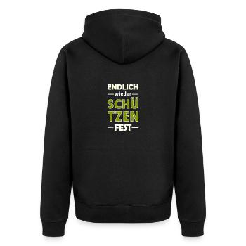 Endlich wieder Schützenfest - Unisex Premium Bio Zip Hoodie - Schwarz - Hinten - Nico (187cm)