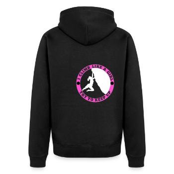 Climb Like A Girl Rock Climbing Girl - Unisex Premium Organic Zip Hoodie - black - Back - Nico (187cm)