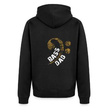 Papa spielt Bass Papa ist Bassist - Unisex Premium Bio Zip Hoodie - Schwarz - Hinten - Nico (187cm)
