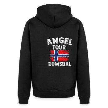 ROMSDAL - Angel Tour Norvège Personnalisable - Veste à capuche bio Premium Unisexe - noir - Dos - Nico (187cm)