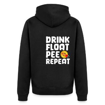 Drink Float Pee Repeat River Floating Tube - Unisex Premium Bio Zip Hoodie - Schwarz - Hinten - Nico (187cm)