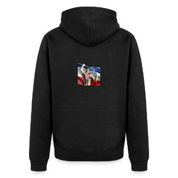 Muskelmann hält Serbische Flagge - Unisex Premium Bio Zip Hoodie - Schwarz - Hinten - Nico (187cm)