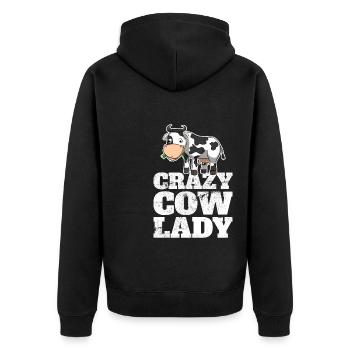 Crazy Cow Lady Cows Farmer Farmer - Unisex Premium Organic Zip Hoodie - black - Back - Nico (187cm)