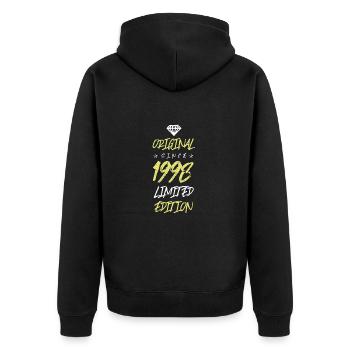 1998 limited edition - Unisex Premium Bio Zip Hoodie - Schwarz - Hinten - Nico (187cm)