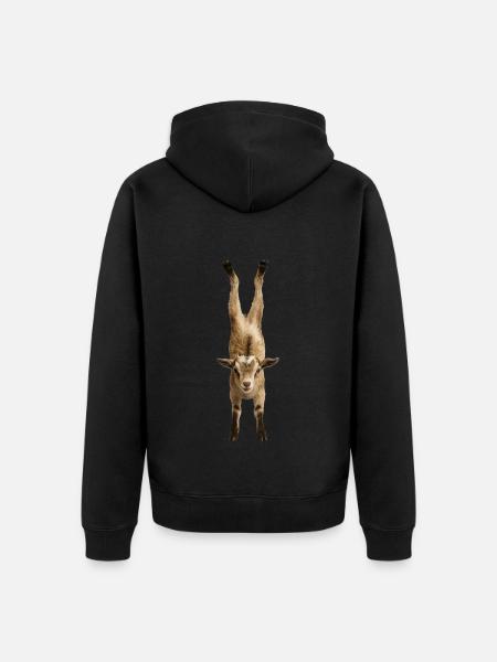 Ziege - Unisex Premium Bio Zip Hoodie - Schwarz