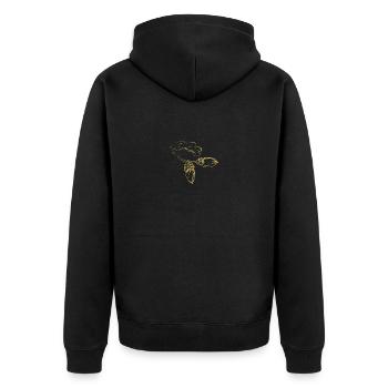 Illustrierte Designs Grüne Pracht mit Eichel - Unisex Premium Bio Zip Hoodie - Schwarz - Hinten - Nico (187cm)