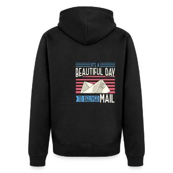 It's A Beautiful Day To Deliver Mail - Unisex Premium Bio Zip Hoodie - Schwarz - Hinten - Nico (187cm)