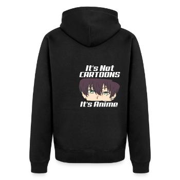 It's Not Cartoons It's Anime - Unisex Premium Bio Zip Hoodie - Schwarz - Hinten - Nico (187cm)