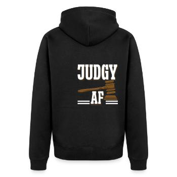 Judgy AF - Unisex Premium Bio Zip Hoodie - Schwarz - Hinten - Nico (187cm)