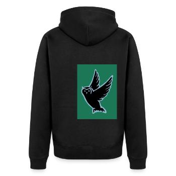 Eule - Unisex Premium Bio Zip Hoodie - Schwarz - Hinten - Nico (187cm)