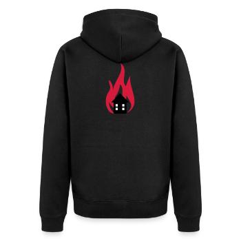 Feuer Haus 3c - Unisex Premium Bio Zip Hoodie - Schwarz - Hinten - Nico (187cm)