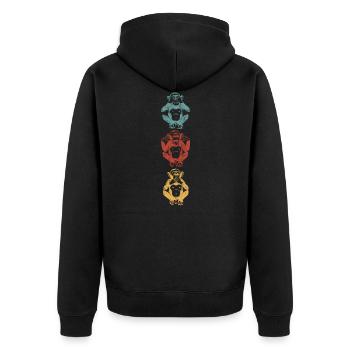 3 Affen Weisheit Nichts Sehen Hören Sagen bunt - Unisex Premium Bio Zip Hoodie - Schwarz - Hinten - Nico (187cm)