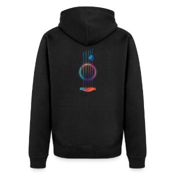 Gitarrenliebe | Akustische Gitarre - Unisex Premium Bio Zip Hoodie - Schwarz - Hinten - Nico (187cm)