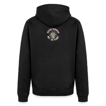 Destroy The Patriarchy Not The Planet Feminism - Unisex Premium Organic Zip Hoodie - black - Back - Nico (187cm)