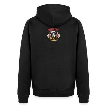 Dieser Typ Macht Die Beste Pizza Italienisch - Unisex Premium Bio Zip Hoodie - Schwarz - Hinten - Nico (187cm)