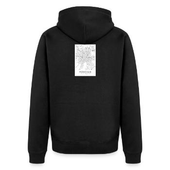 Munich map city map Citymap map Munich - Unisex Premium Organic Zip Hoodie - black - Back - Nico (187cm)