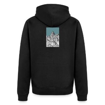 Berge als Skizze in blau - Unisex Premium Bio Zip Hoodie - Schwarz - Hinten - Nico (187cm)