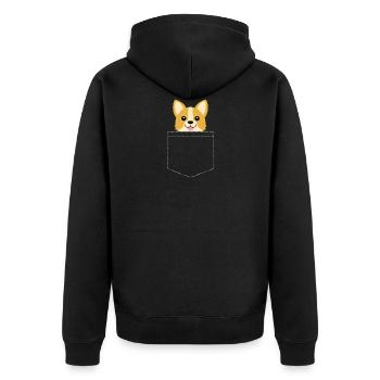 Corgi In Pocket - Welsh Pembroke Corgi Shirt - Unisex Premium Organic Zip Hoodie - black - Back - Nico (187cm)