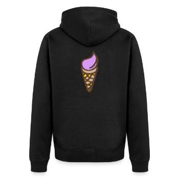 Eis - Softeis - Unisex Premium Bio Zip Hoodie - Schwarz - Hinten - Nico (187cm)