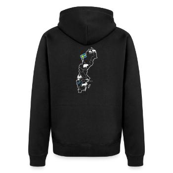 Schweden Landkarte mit Elch und Flagge - Unisex Premium Bio Zip Hoodie - Schwarz - Hinten - Nico (187cm)