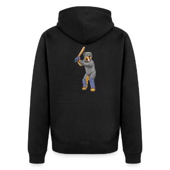 Rottweiler Cricket Cricketschläger - Unisex Premium Bio Zip Hoodie - Schwarz - Hinten - Nico (187cm)