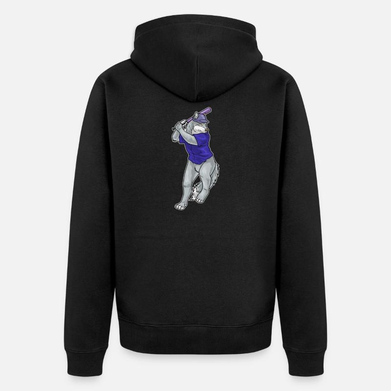 Wolf Baseball Baseballschläger - Unisex Premium Bio Zip Hoodie - Schwarz