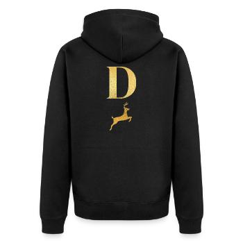Goldener Hirsch Brief - Geschenkidee - Unisex Premium Bio Zip Hoodie - Schwarz - Hinten - Nico (187cm)
