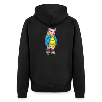 Schwein Inline skating Inline skates Sport - Unisex Premium Bio Zip Hoodie - Schwarz - Hinten - Nico (187cm)