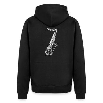 Croquis de saxophone - Veste à capuche bio Premium Unisexe - noir - Dos - Nico (187cm)