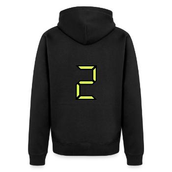2 JAHRE. 2. JUBILÄUM. GEBURTSTAG 2 JAHRE. 2 - Unisex Premium Bio Zip Hoodie - Schwarz - Hinten - Nico (187cm)