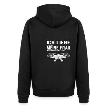 Ich Liebe meine Frau Drohne Fliegen lässt - Unisex Premium Bio Zip Hoodie - Schwarz - Hinten - Nico (187cm)