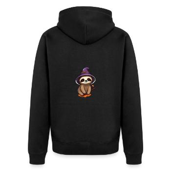 Cute Halloween sloth with witch hat. - Unisex Premium Organic Zip Hoodie - black - Back - Nico (187cm)